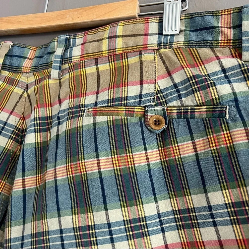 Polo by Ralph Lauren Rerversible Mens Shorts Khaki Tan Plaid Preppy 90s Sz 40
